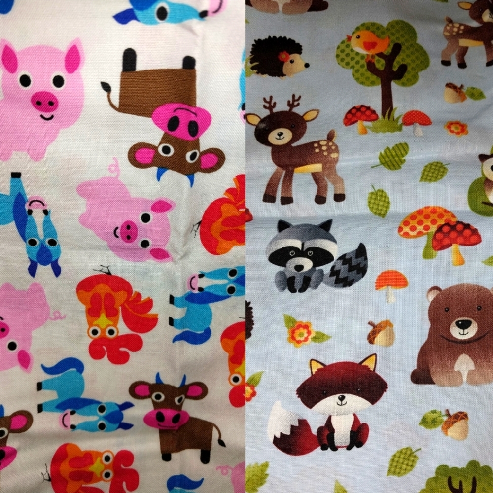 Animal Print Fabric Swatches Quilting Crafting Cotton Farm & Woodland Bright